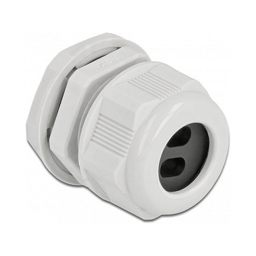 DeLOCK Prensaestopas PG21 para cable plano con dos entradas, Gris DeLOCK Prensaestopas PG21 para cable plano con dos entradas, Gris