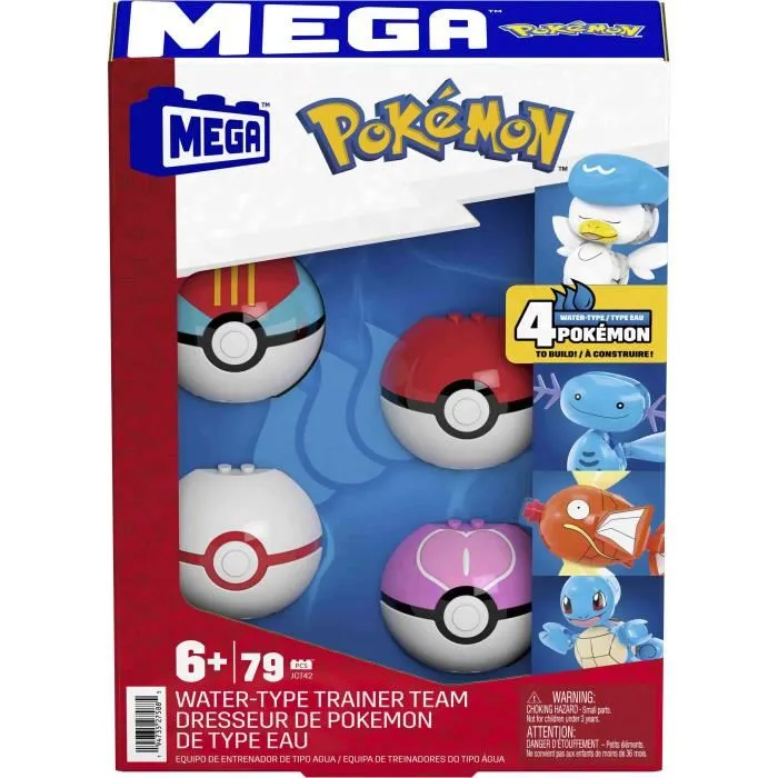 Mega JCT42 Pokémon de Agua con 4 Pokébolas para Montar, Juego de Construcción para Niños a Partir de 6 Años