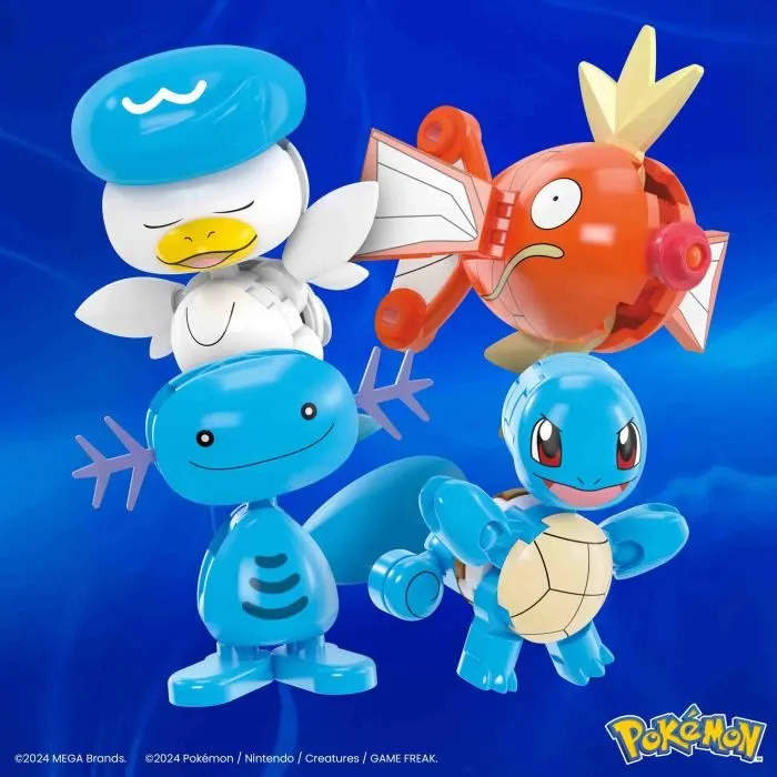 Mega JCT42 Pokémon de Agua con 4 Pokébolas para Montar, Juego de Construcción para Niños a Partir de 6 Años