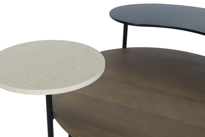 DKD Home Decor Mesa de Centro de Metal, MDF y Mármol Negro