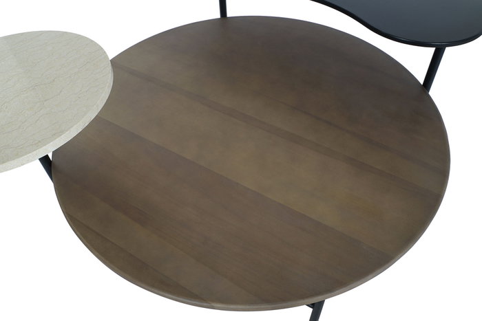DKD Home Decor Mesa de Centro de Metal, MDF y Mármol Negro