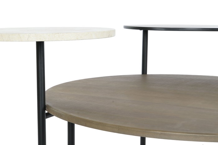 DKD Home Decor Mesa de Centro de Metal, MDF y Mármol Negro