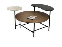 DKD Home Decor Mesa de Centro de Metal, MDF y Mármol Negro
