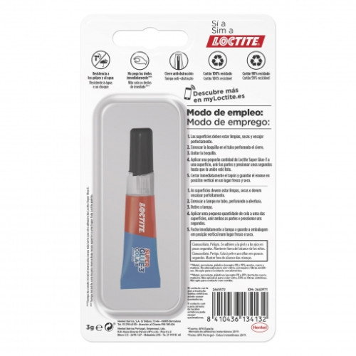 Loctite Super Glue 3 Pure Gel 3grs 2640971 Pegamento para Metales, Porcelana, Plástico, Madera y Más