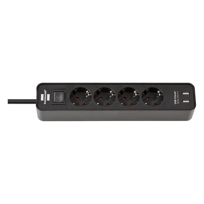 Brennenstuhl Ecolor Regleta con 4 Tomas y 2 Puertos USB, Negro Brennenstuhl Ecolor Regleta con 4 Tomas y 2 Puertos USB, Negro