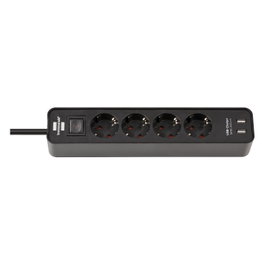 Brennenstuhl Ecolor regleta de 4 tomas de corriente y 2 puertos USB