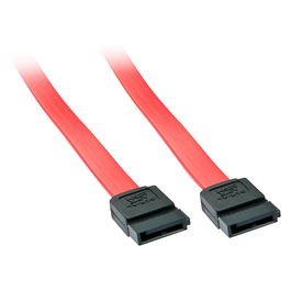 LINDY Cable SATA III 33324 - Interno, 0.5m, 2x7 pines, SATA-Stecker Macho/Macho, Negro/Rojo, Conectores Rectos