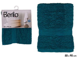 Berilo Toalla de Baño Lisa, 90x50 cm (400 g/m²), Azul Petróleo, Tela 80% Algodón 20% Poliéster (Set de 24)