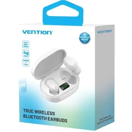 Vention F12W0 Auriculares Inalámbricos Bluetooth Tiny T16 con Estuche de Carga, Autonomía 7h, Bluetooth 5.3, Blancos