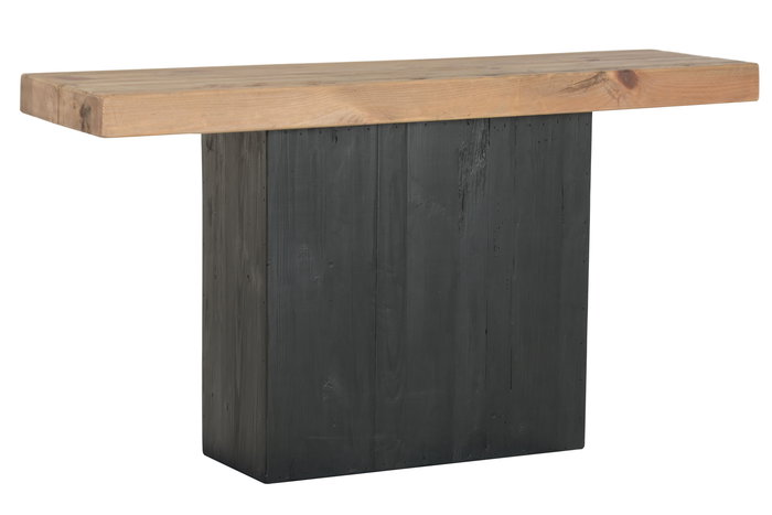DKD Home Decor Consola Natural Negro Pino y Madera Reciclada 140 x 40 x 75 cm