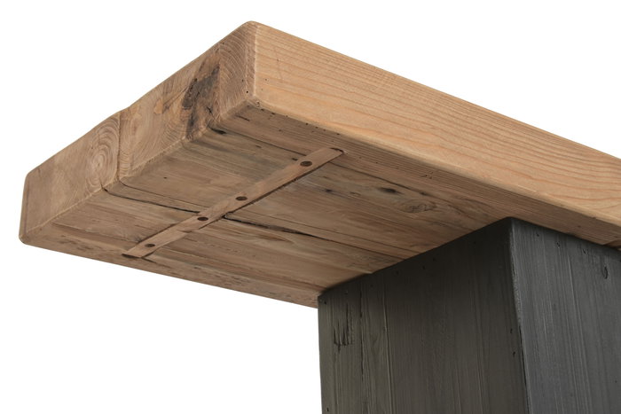 DKD Home Decor Consola Natural Negro Pino y Madera Reciclada 140 x 40 x 75 cm