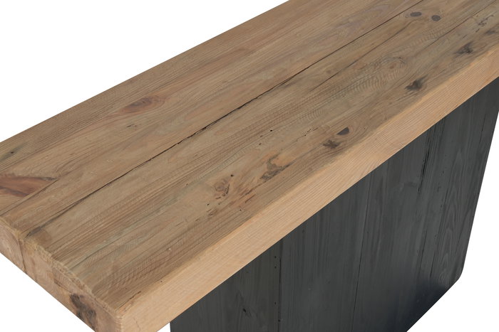 DKD Home Decor Consola Natural Negro Pino y Madera Reciclada 140 x 40 x 75 cm