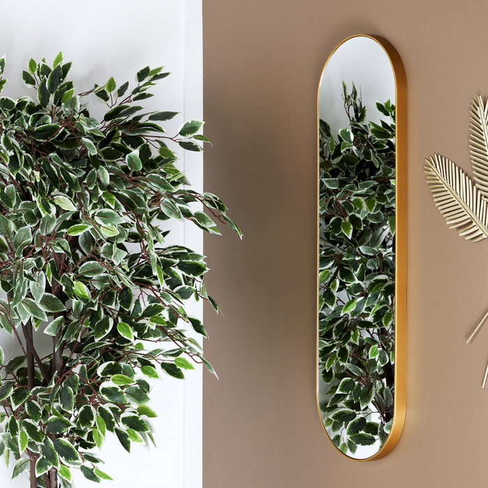 Home Deco Factory Espejo Dorado Lounge 100 cm x 30 cm con Marco de Vidrio/Cristal Máquina