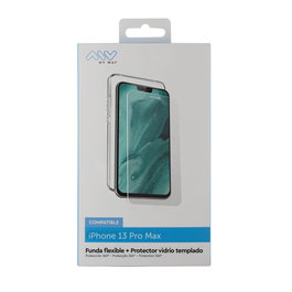 Myway Funda TPU Transparente y Protector Pantalla Cristal Templado 9H para Apple iPhone 13 Pro Max - Pack Completo de Protección