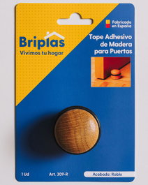 BRIPLAS Tope de Puerta Adhesivo Cilindro Madera Roble
