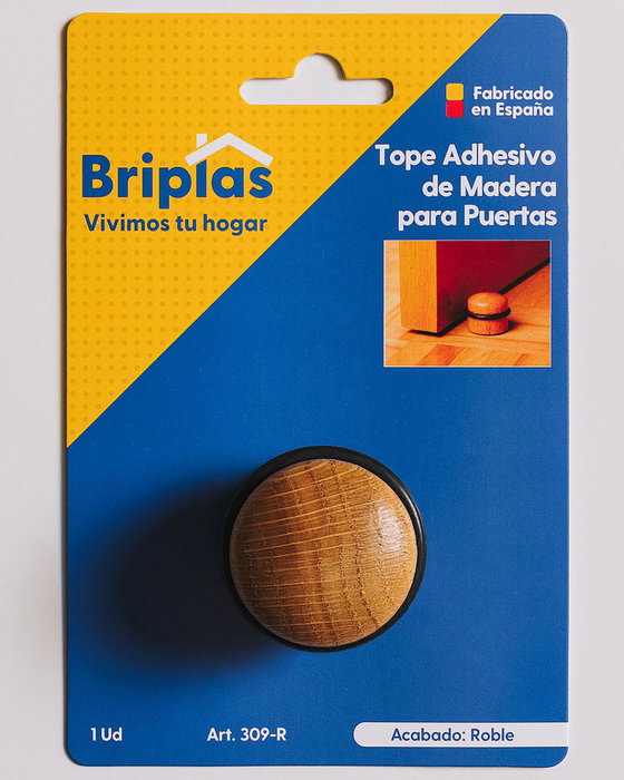 BRIPLAS Tope de Puerta Adhesivo Cilindro Madera Roble BRIPLAS Tope de Puerta Adhesivo Cilindro Madera Roble