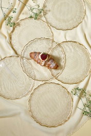 Hermia Set de 6 Platos para Postre de Vidrio Transparente, 21 cm Diámetro, Elegantes y Sofisticados para Cualquier Ocasión