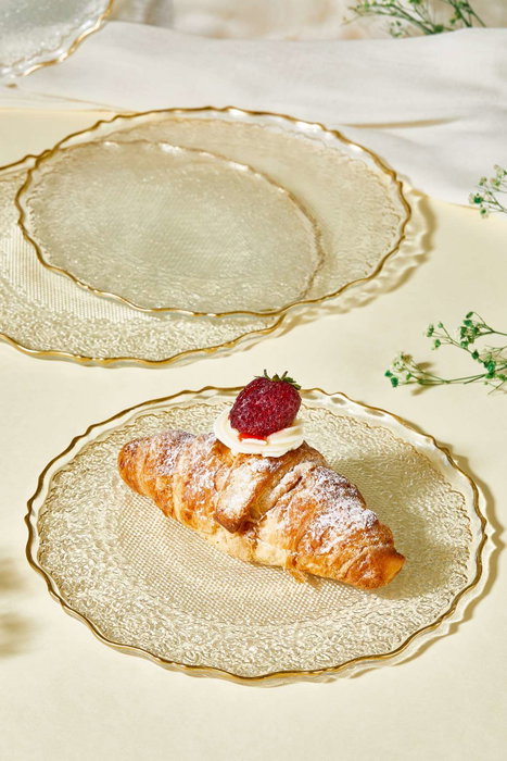 Hermia Set de 6 Platos para Postre de Vidrio Transparente, 21 cm Diámetro, Elegantes y Sofisticados para Cualquier Ocasión