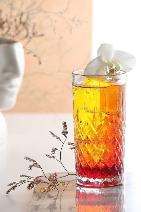 Hermia LV-ODN440F Juego de Vasos de Vidrio Transparente, 6 Piezas, 356 ml