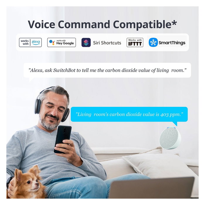 SwitchBot Meter Pro CO2 - Monitor de CO2, Temperatura y Humedad Inteligente con Pantalla LCD, Alexa, Asistente de Google, Blanco