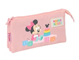 Safta Bolso Escolar Portatodo Triple con Cremalleras Minnie Mouse Baby 120x30x220 mm