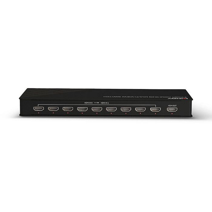 Lindy 9 Port HDMI Multi-View Switch 4K30 9 Entradas HDMI a 1 Salida HDMI para Monitor o Proyector con Control por Botón, IR y RS-232