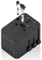 Aisens Adaptador de Enchufe Universal para Viaje GaN con 2xUSB-C y 2xUSB-A, Negro