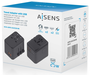 Aisens Adaptador de Enchufe Universal para Viaje GaN con 2xUSB-C y 2xUSB-A, Negro