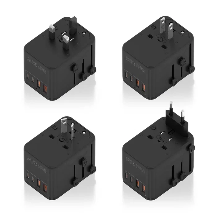 Aisens Adaptador de Viaje Universal GaN con 2xUSB-C y 2xUSB-A Negro