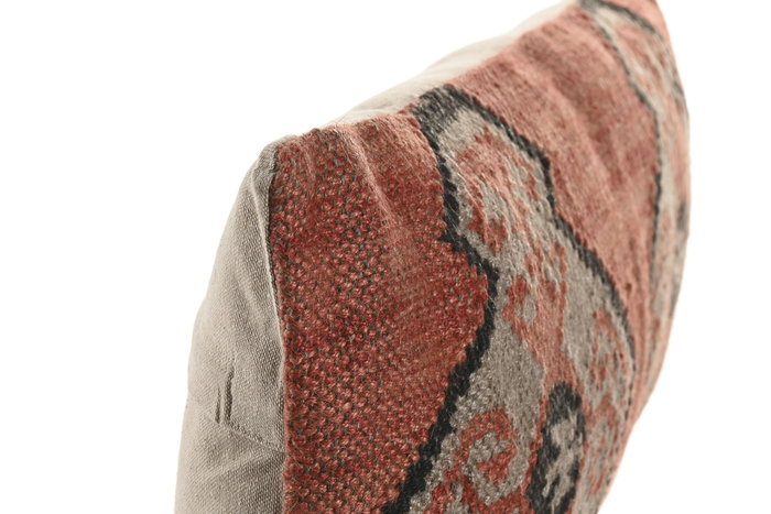 DKD Home Decor Cojín Kilim Lana y Yute Rojo y Negro 30x85 cm (Pack de 2)