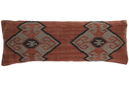 DKD Home Decor Cojin Boho Rojo Negro Kilim Polyester Lana Yute 85 x 30 cm (2 Unidades)