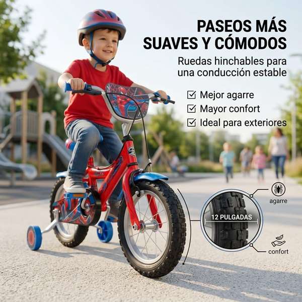 Huffy Huffy12" Bicicleta Spiderman de Aprendizaje con Ruedas de Equilibrio para Niños de 3 a 5 Años - 12 Pulgadas Huffy Huffy12" Bicicleta Spiderman de Aprendizaje con Ruedas de Equilibrio para Niños de 3 a 5 Años - 12 Pulgadas