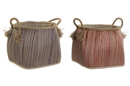 DKD Home Decor Cesta Balines Cestas Decorativas Rojo Azul Fibra 31 x 30 x 31 cm (2 Unidades)
