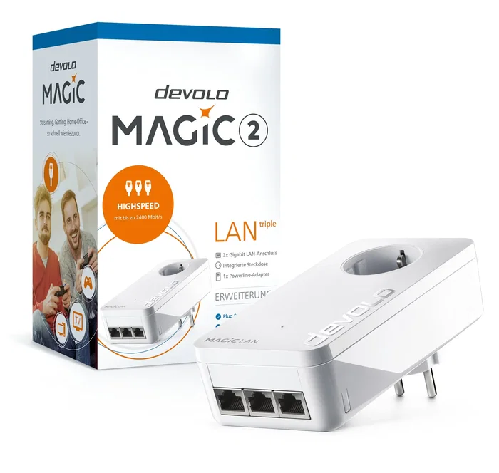 Devolo Magic 2 LAN Triple Adaptador PLC 2400 Mbit/s Gigabit Ethernet Triple Blanco 2400 Mbit/s Gigabit Ethernet Triple Blanco
