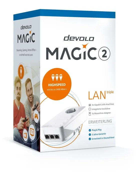 Devolo Magic 2 LAN Triple Adaptador PLC 2400 Mbit/s Gigabit Ethernet Triple Blanco 2400 Mbit/s Gigabit Ethernet Triple Blanco