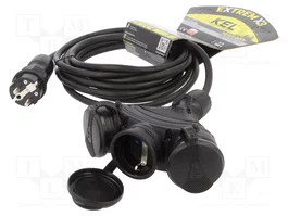 KEL Prolongador de alimentación H05RR-F 3G1,5mm2 5m negro