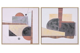 DKD Home Decor Cuadro de Lienzo Abstracto Multicolor 62,5x62,5x2,8 cm