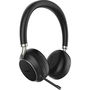 Yealink BH76 Auriculares Inalámbricos Bluetooth con Soporte de Carga Negro - USB-A, Llamadas y Música, Diseño Elegante y Micrófono Retráctil