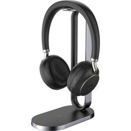 Yealink BH76 Auriculares Inalámbricos Bluetooth con Soporte de Carga Negro - USB-A, Llamadas y Música, Diseño Elegante y Micrófono Retráctil
