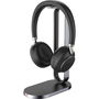 Yealink BH76 Auriculares Inalámbricos Bluetooth con Soporte de Carga Negro - USB-A, Llamadas y Música, Diseño Elegante y Micrófono Retráctil