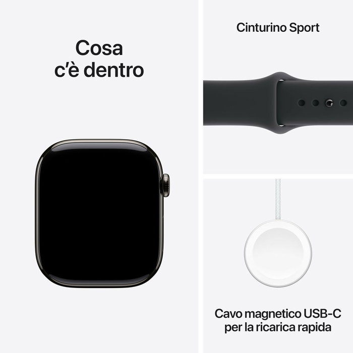 Apple Watch Series 11 GPS + Cellular 46mm Titanio Pizarra con Correa Deportiva Negra M/L