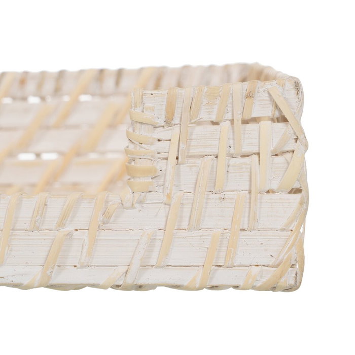 Servilletero Blanco Bambú Ratán 18 x 18 x 6 cm Servilletero Blanco Bambú Ratán 18 x 18 x 6 cm