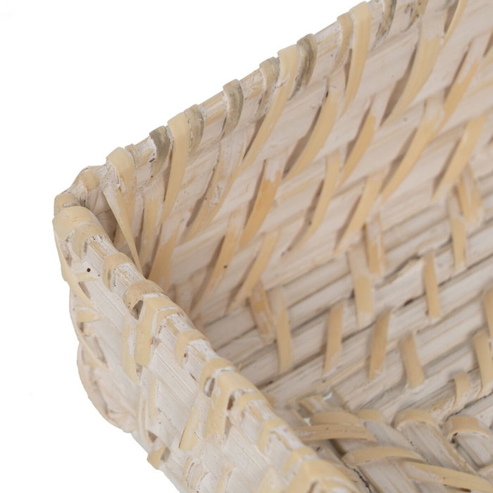 Servilletero Blanco Bambú Ratán 18 x 18 x 6 cm Servilletero Blanco Bambú Ratán 18 x 18 x 6 cm
