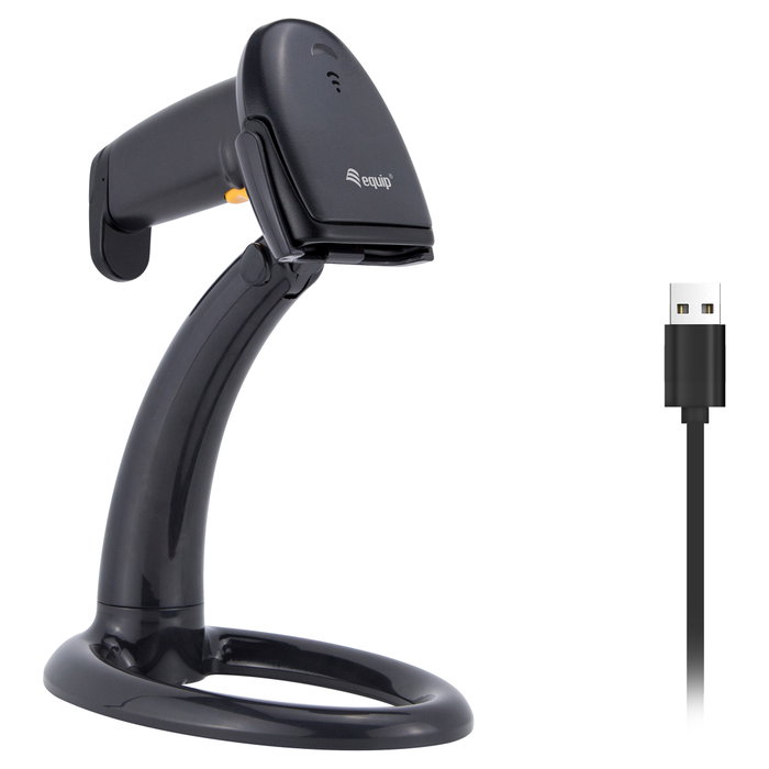 Equip Lector de códigos de barras 1D USB con soporte, Negro Equip Lector de códigos de barras 1D USB con soporte, Negro