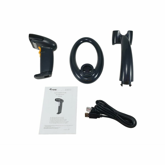Equip Lector de códigos de barras 1D USB con soporte, Negro Equip Lector de códigos de barras 1D USB con soporte, Negro