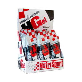 NUTRISPORT HGel Fresa Sin Cafeina, Gel Energético Hidratante con Hidratos de Carbono, Aminoácidos y Vitaminas, Caja 18 Unidades