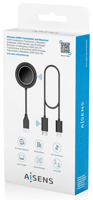 Aisens ASWL-H2K30M002-BK HDMI Inalámbrico 1080P 30m Negro Aisens ASWL-H2K30M002-BK HDMI Inalámbrico 1080P 30m Negro