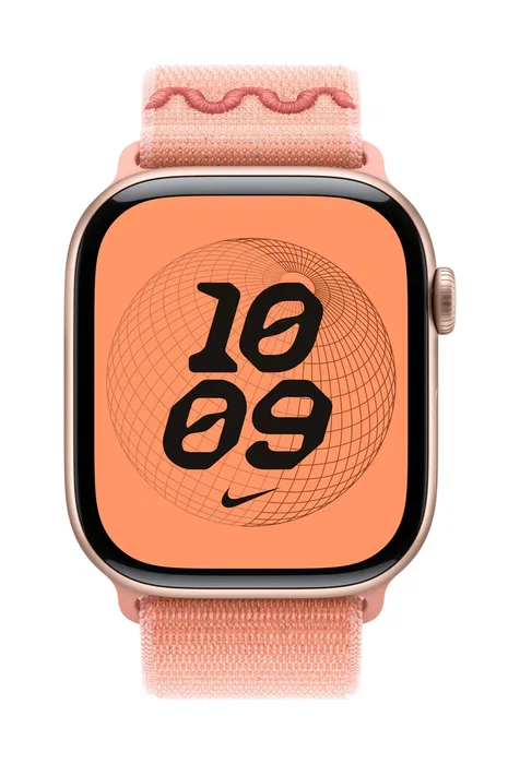Apple & Nike Loop Nike Sport Band Correa para Apple Watch 46mm - MGD54ZM/A - Rosado Alpenglow - Nylon Reciclado - Talla Única 145-220mm - Compatible con Series 10, 9, SE, 3