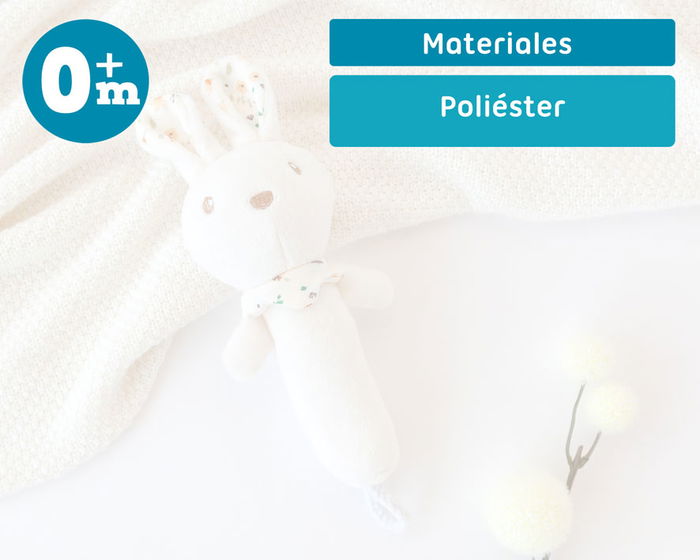 KioKids Sonajero Peluche Conejo 18 cm para Bebé +0 Meses