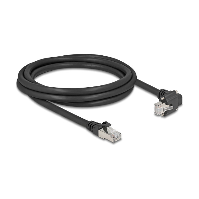 DeLOCK 80922 Cable de red Cat6 S/FTP de 2 m con conector RJ45 angular de 90° Negro
